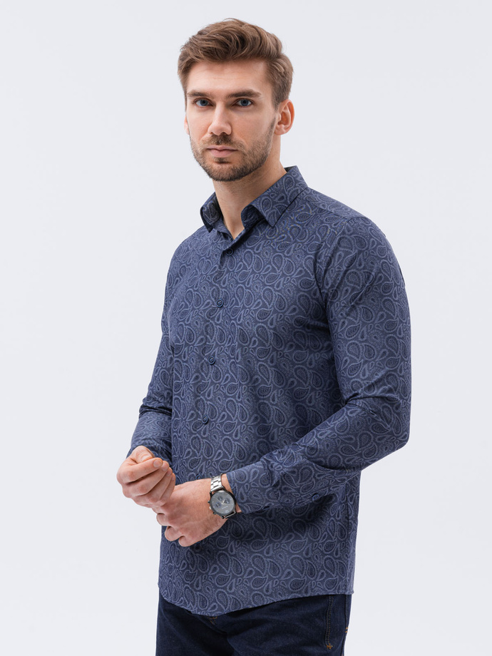 Men's elegant shirt with long sleeves - navy K591