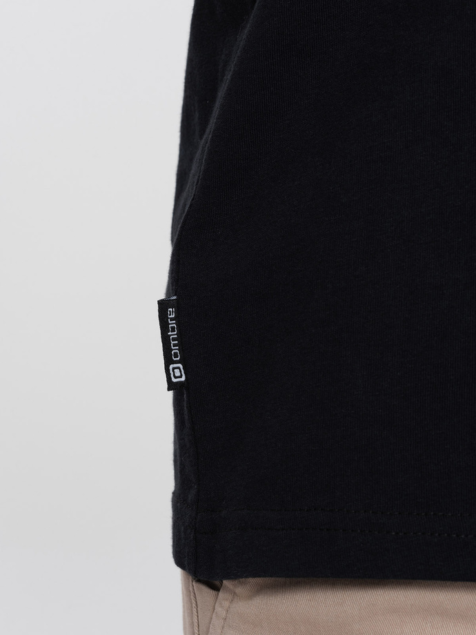 Men's printed cotton t-shirt - black V3 S1733