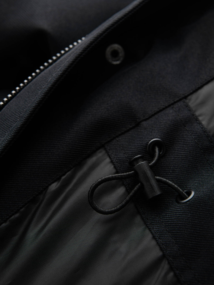 Długa ciepła kurtka męska typu parka z kapturem – czarna V2 OM-JALJ-0182