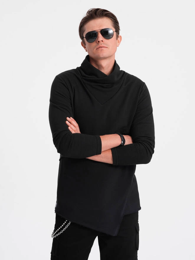 OSLO men's big collar sweatshirt - black B1366