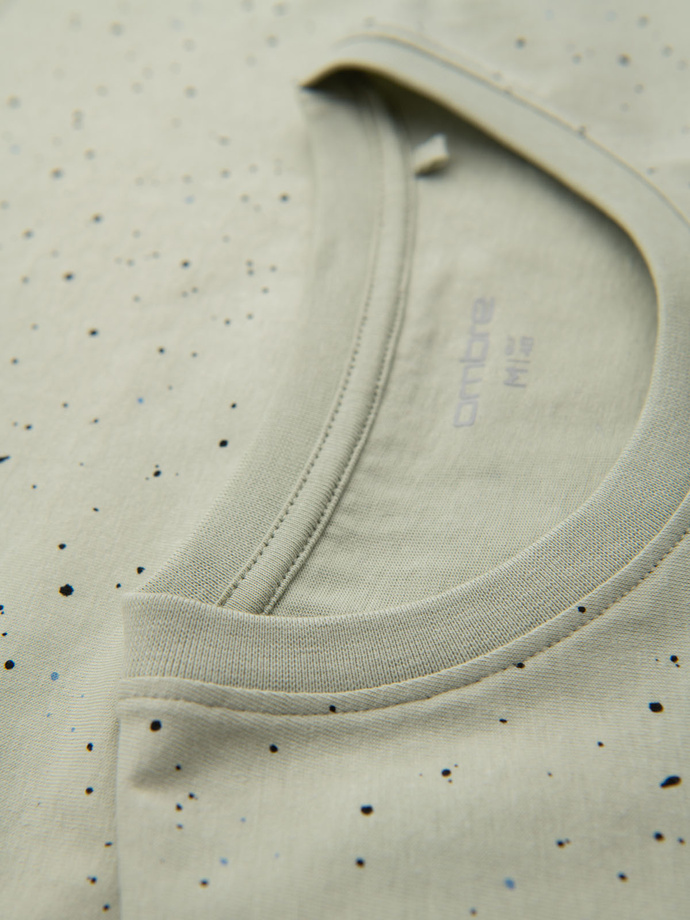 T-shirt męski bawełniany z nadrukiem i okrągłym dekoltem – miętowy V3 OM-TSFP-0186