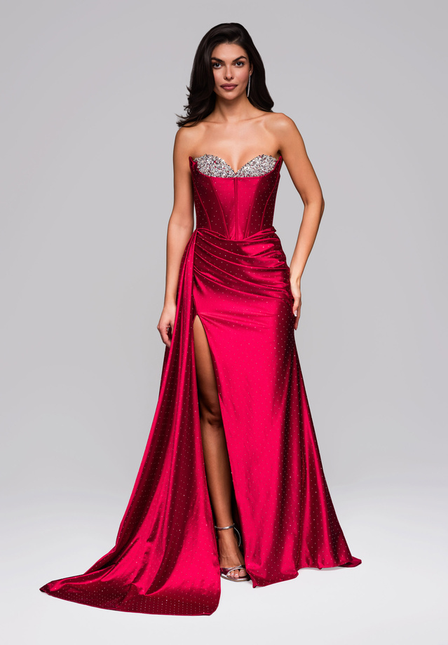 Sukienka wieczorowa LA-OM-DLR258 - burgundy