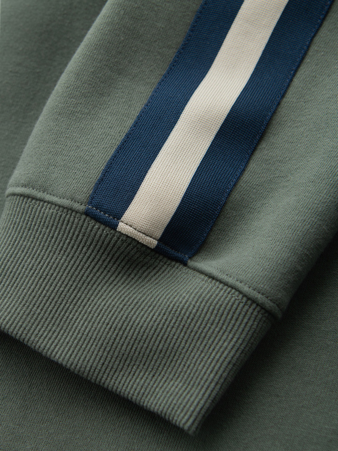 Men's sweatpants with piping and leg ribbing - olive V2 OM-PASK-0258