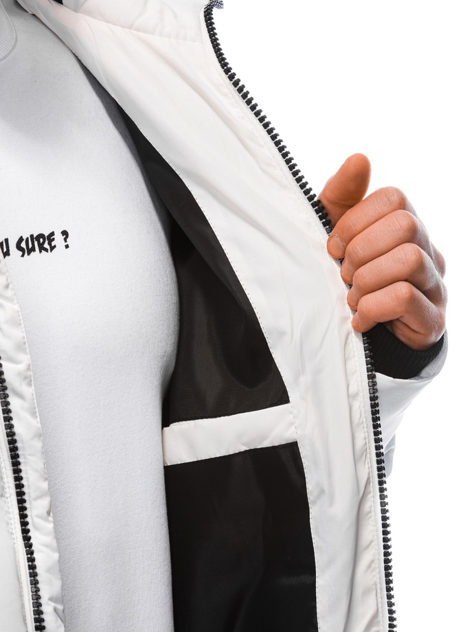 Men's quilted winter jacket - white V5 EM-JAHP-0101