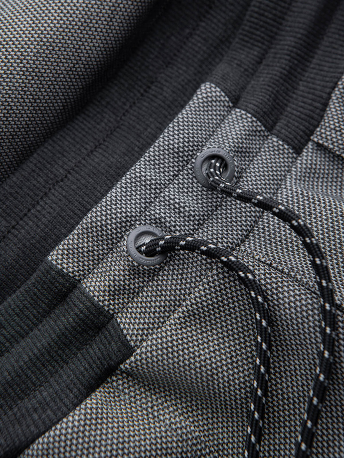 Spodnie męskie dresowe ze strukturalnej dzianiny - grafitowe V5 OM-PASK-0211