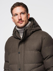Men's lightweight jacket with hood and mesh lining - olive V4 OM-JAHP-0203