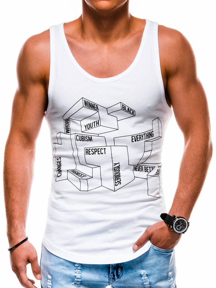 Men's printed tank top S1178 - white