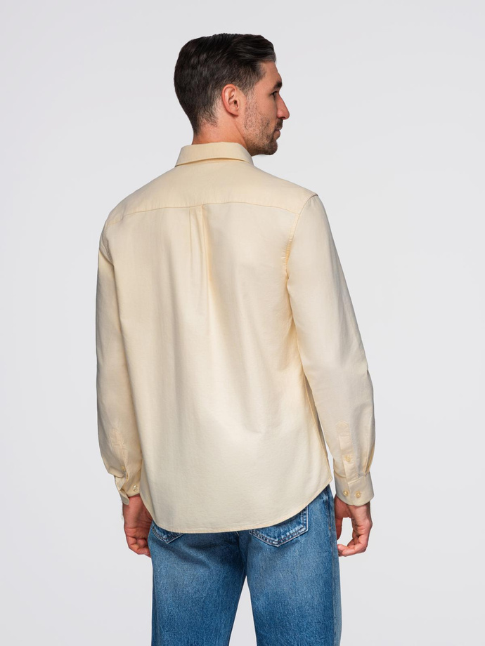 Pastel cotton men's oxford shirt - bright yellow V3 OM-SHOS-0183