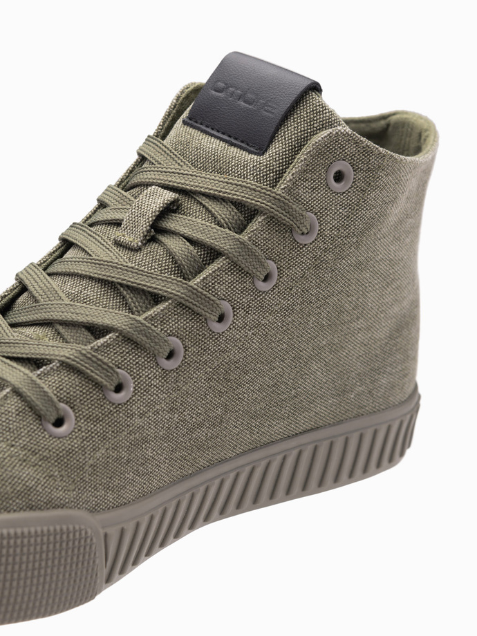 Men's high top canvas sneakers shoes - olive V2 OM-FOTH-0186
