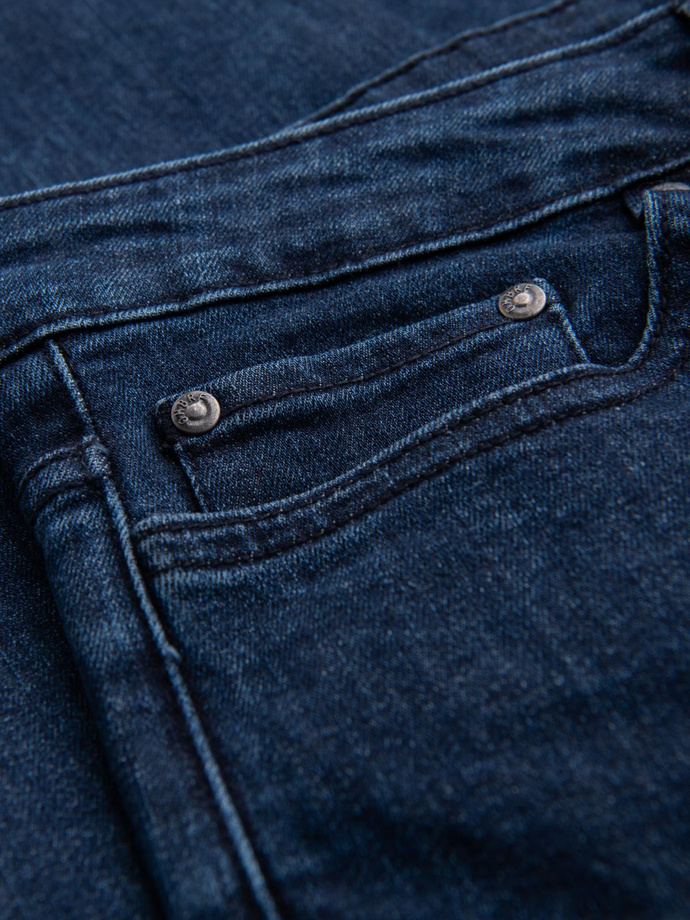 Klasyczne spodnie męskie jeansy SLIM FIT z elastanem – ciemnoniebieskie V3 OM-PADP-0216