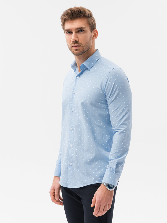 Men's elegant shirt with long sleeves - light blue K463