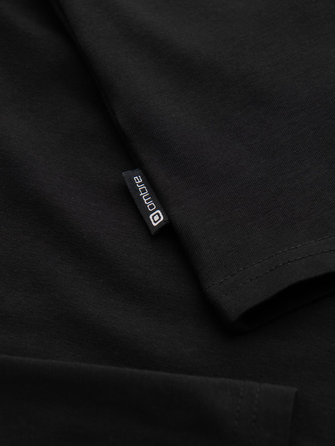 Men's plain turtleneck longsleeve - black V1 OM-LSCL-0130