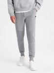 Men's sweatpants with ottoman fabric inserts - gray V5 OM-PASK-0127