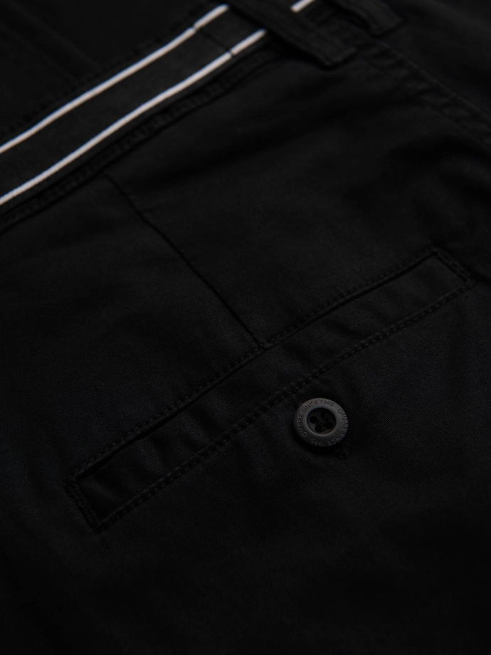 Spodnie męskie chino z ozdobną taśmą w pasie SLIM FIT – czarne V1 OM-PACP-0118