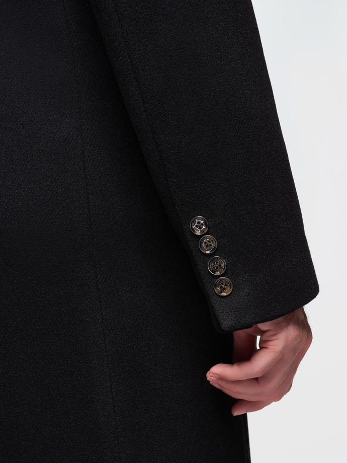 Men's double-breasted wool coat - black V2 OM-COWC-0133
