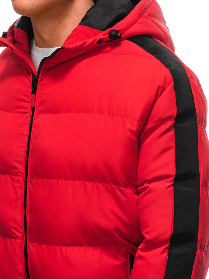 Men's quilted winter jacket - red V2 EM-JAHP-0101