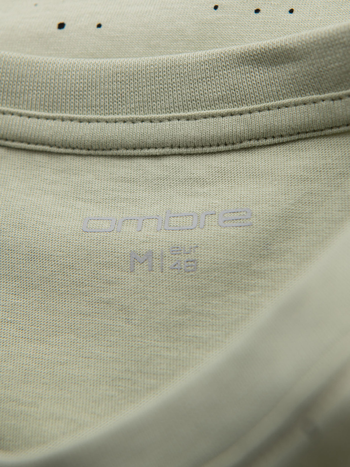 Men's printed cotton T-shirt with round neckline - mint V3 OM-TSFP-0186