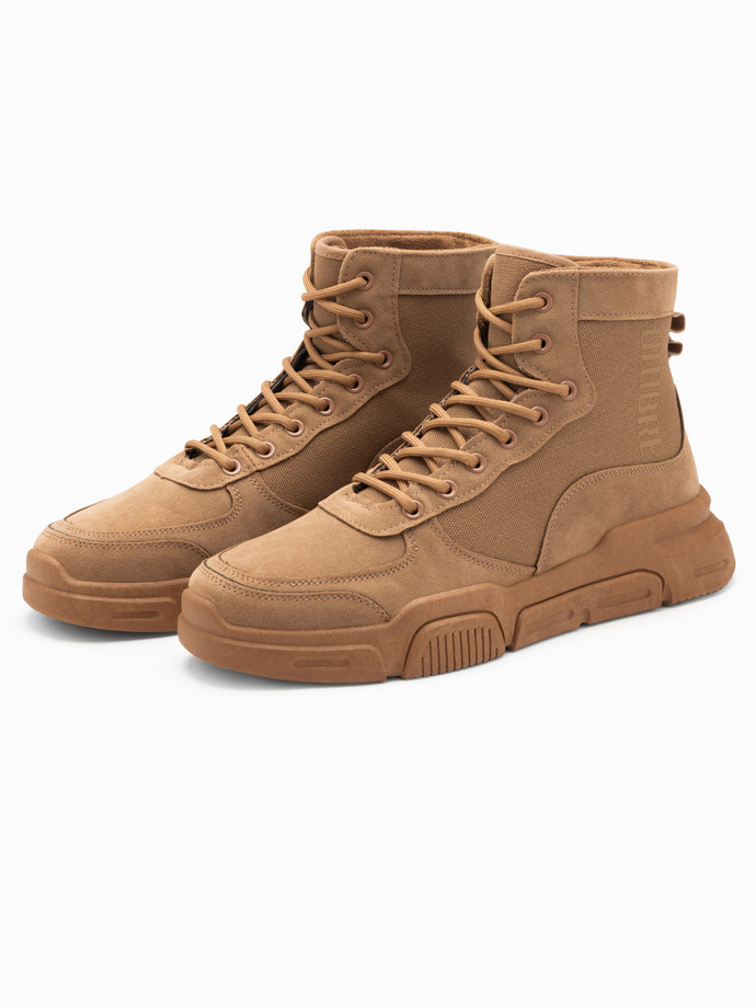 Men's ankle sneaker boots with sculpted sole - sand V3 OM-FOBO-0122