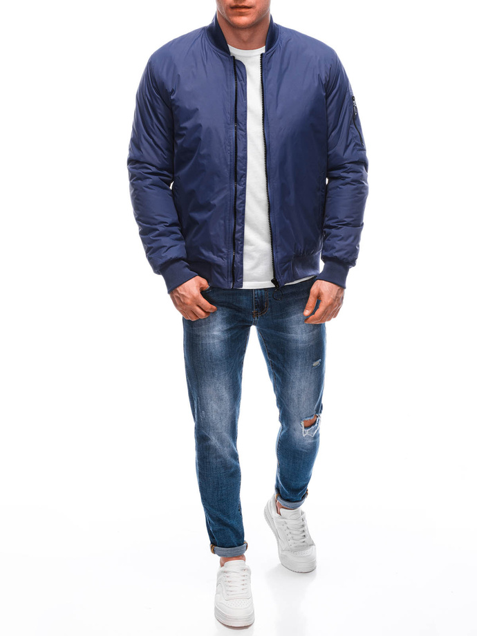 Men's mid-season jacket C532 - dark blue