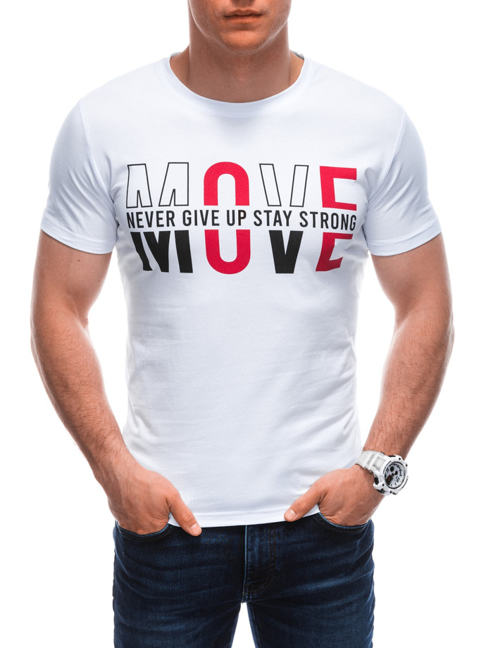 T-shirt męski z nadrukiem S1934 - biały