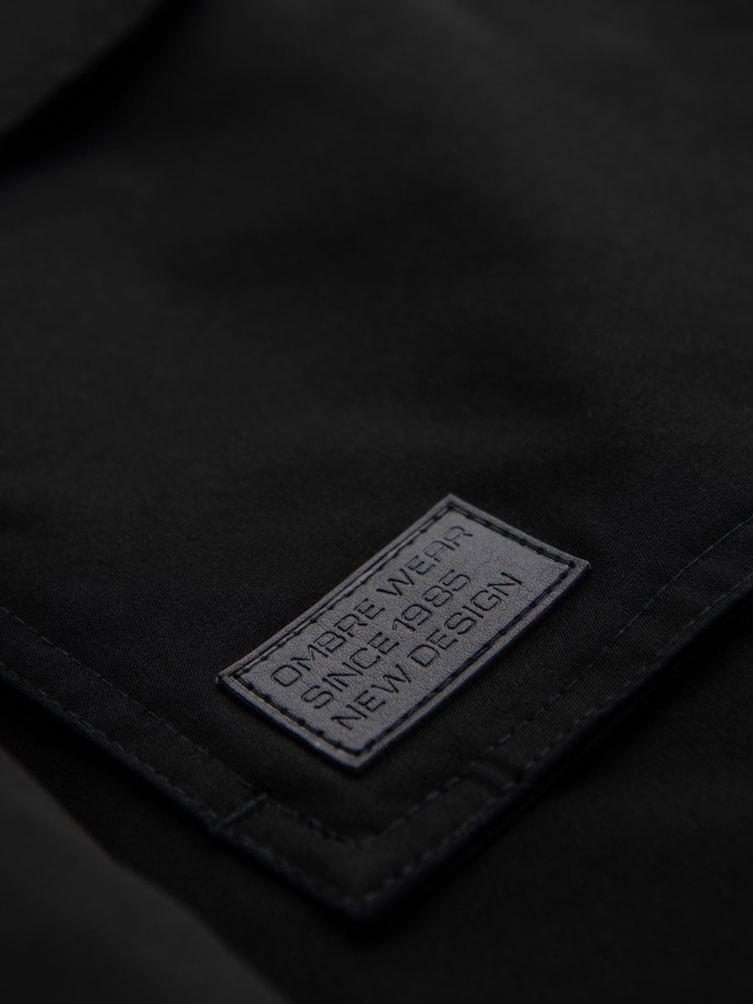 Długa kurtka męska parka z kożuszkiem – czarna V4 OM-JAPJ-0316