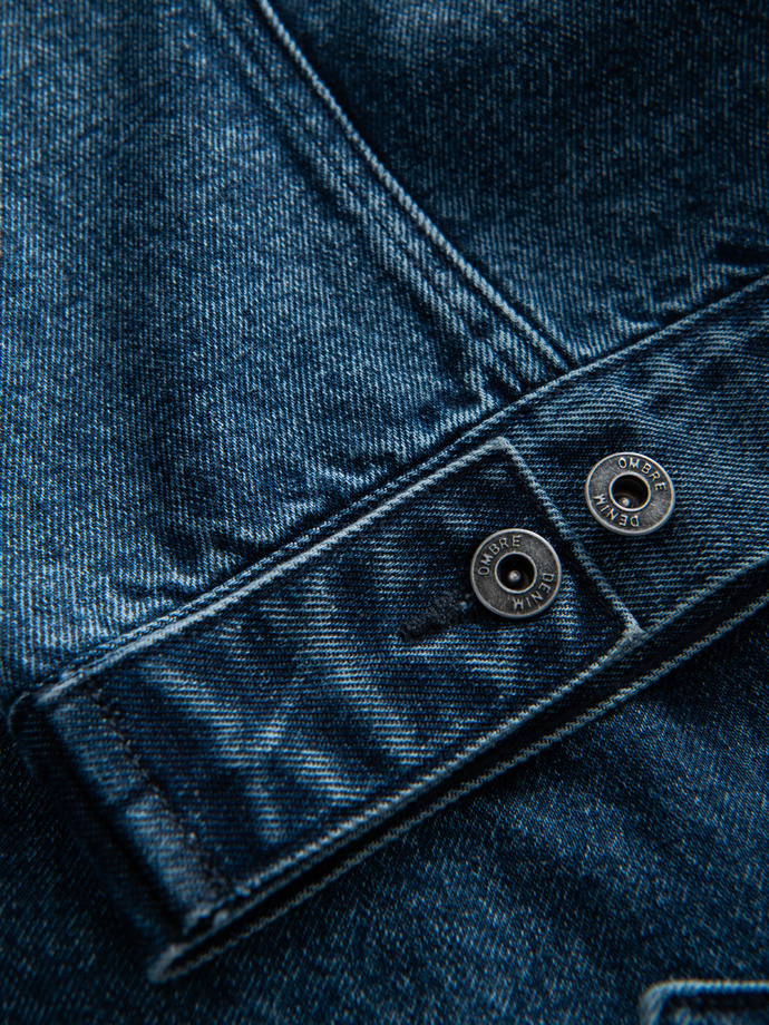 Men's denim katana jacket with washem - blue V4 OM-JADJ-0219