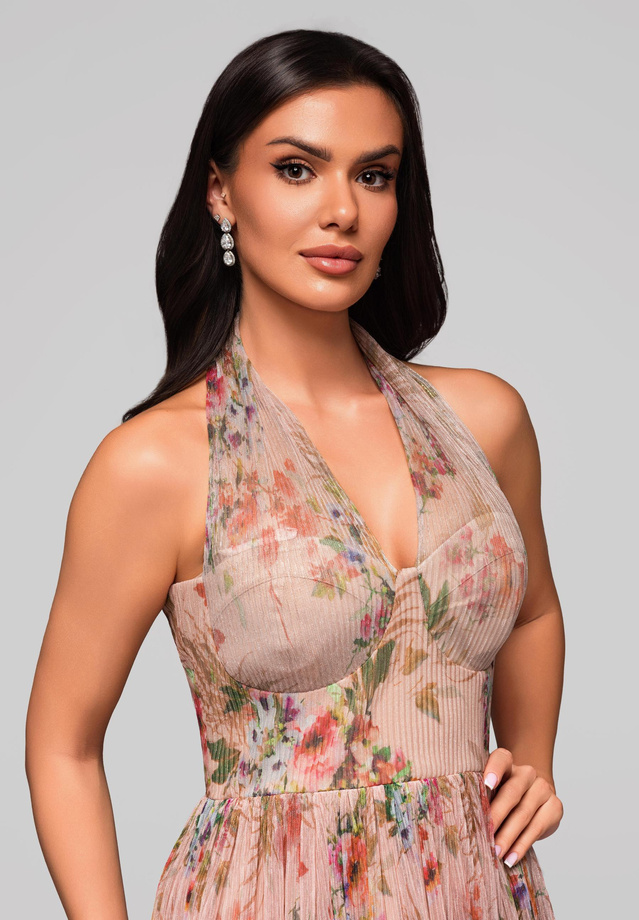 Evening dress LA-OM-DLR180 - nude