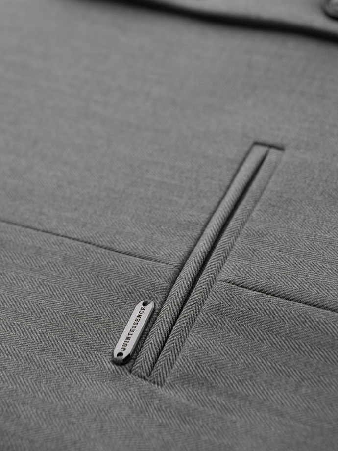Elegancka męska kamizelka w jodełkę SLIM FIT - szara V1 OM-BLZV-0143