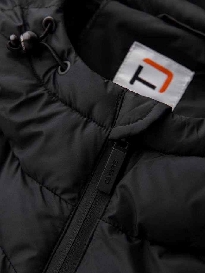 Men's quilted insulated jacket with raglan sleeves - black V4 OM-JAHP-0302