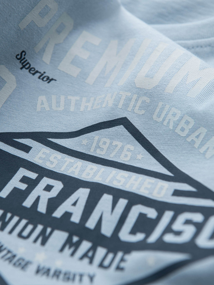 Bawełniany męski t-shirt z nadrukiem San Francisco – błękitny V1 OM-TSPT-0120