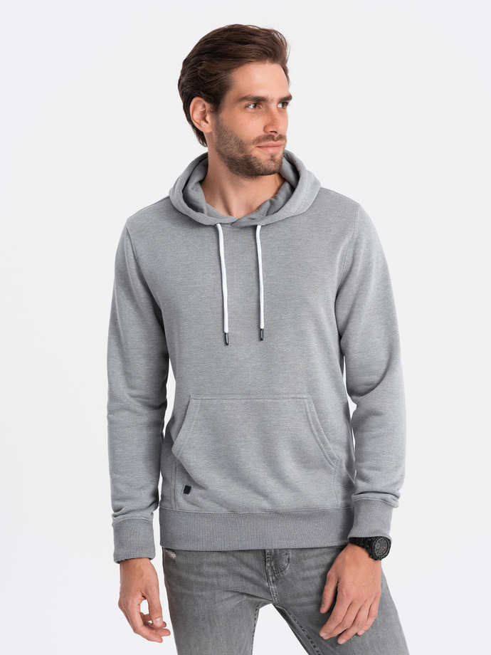 Men's hooded sweatshirt - grey melange V B979