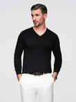 Elegant men's sweater with a v-neck - black V1 OM-SWBS-0107