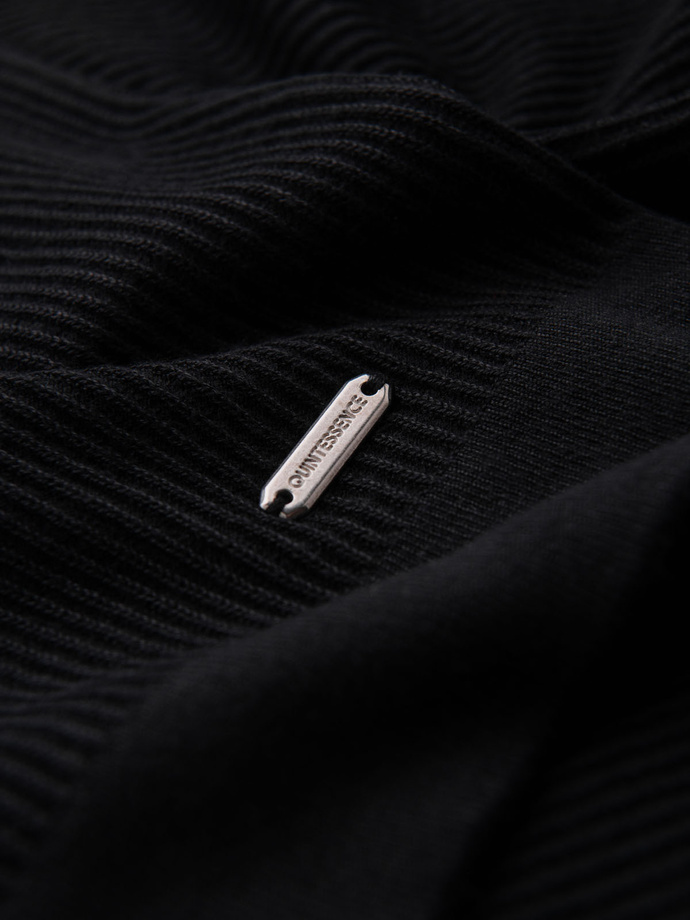 Men's knitted T-shirt with buttons at neckline - black V2 OM-TSCT-0254