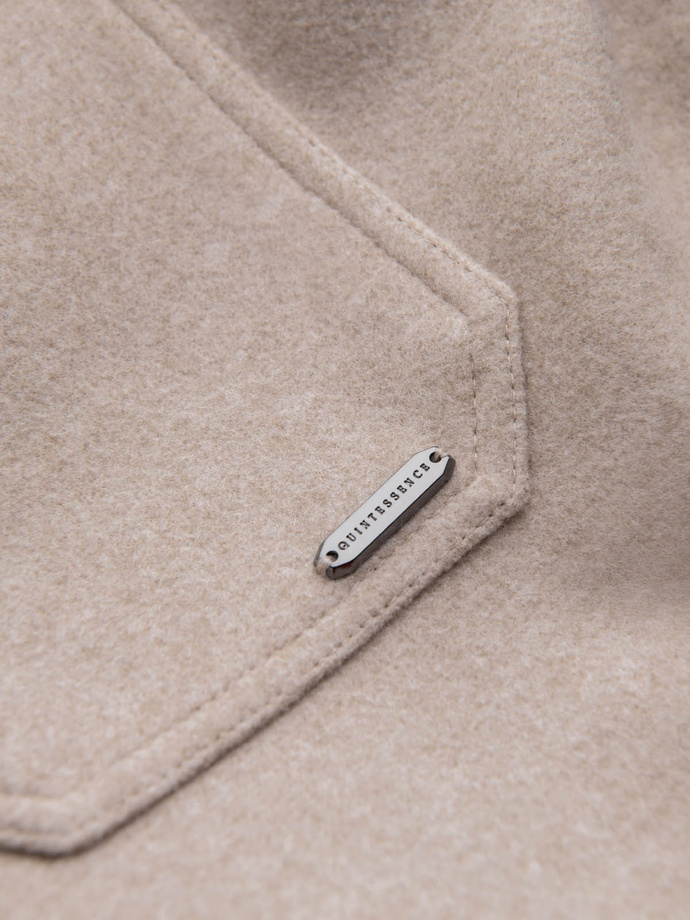 Men's lightweight fleece jacket with viscose - beige V1 OM-JANP-0199