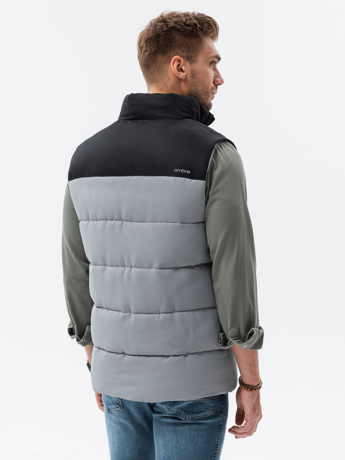 Men's quilted vest - grey V36