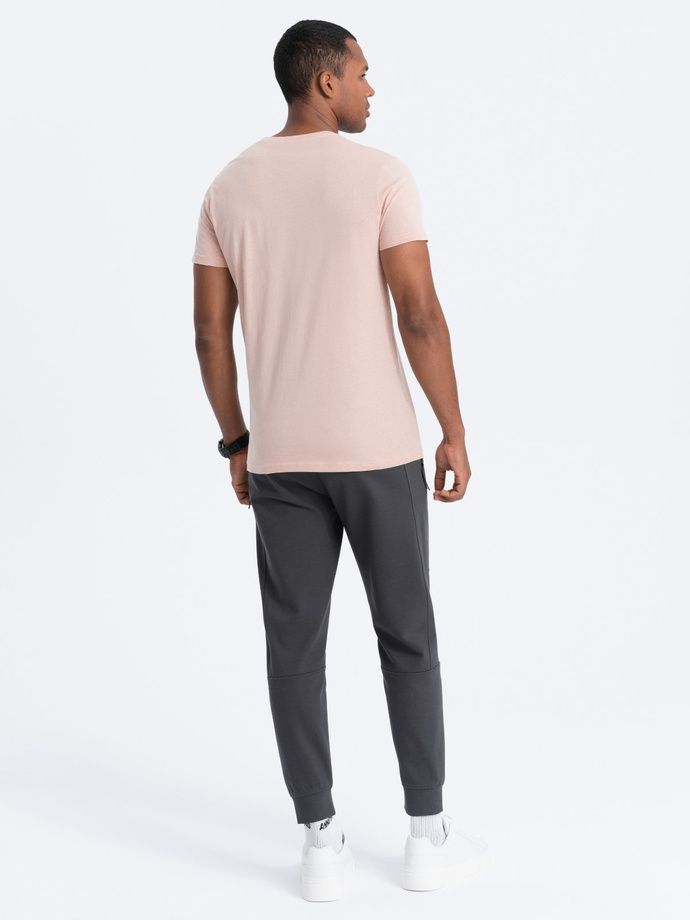 Men's printed cotton t-shirt - light pink V3 S1752