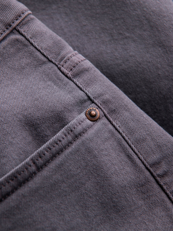 Jeansowe spodnie męskie bez przetarć SLIM FIT - grafitowe V5 OM-PADP-0148