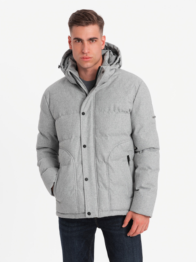 Men's lightweight jacket with mesh lining and hood - grey V3 OM-JAHP-0203