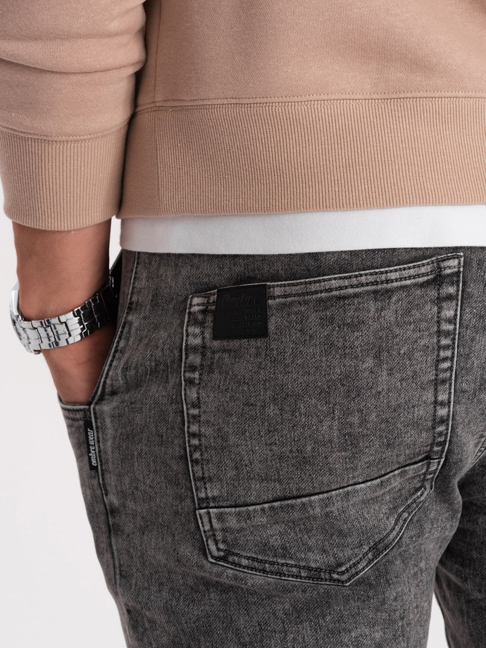 Spodnie męskie marmurkowe jeansowe JOGGERY - szare V3 OM-PADJ-0133