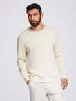 BASIC men's sweatshirt with round neckline - cream V11 OM-SSBN-0175