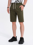 Men's short shorts with pockets - dark olive V16 OM-SRBS-0109
