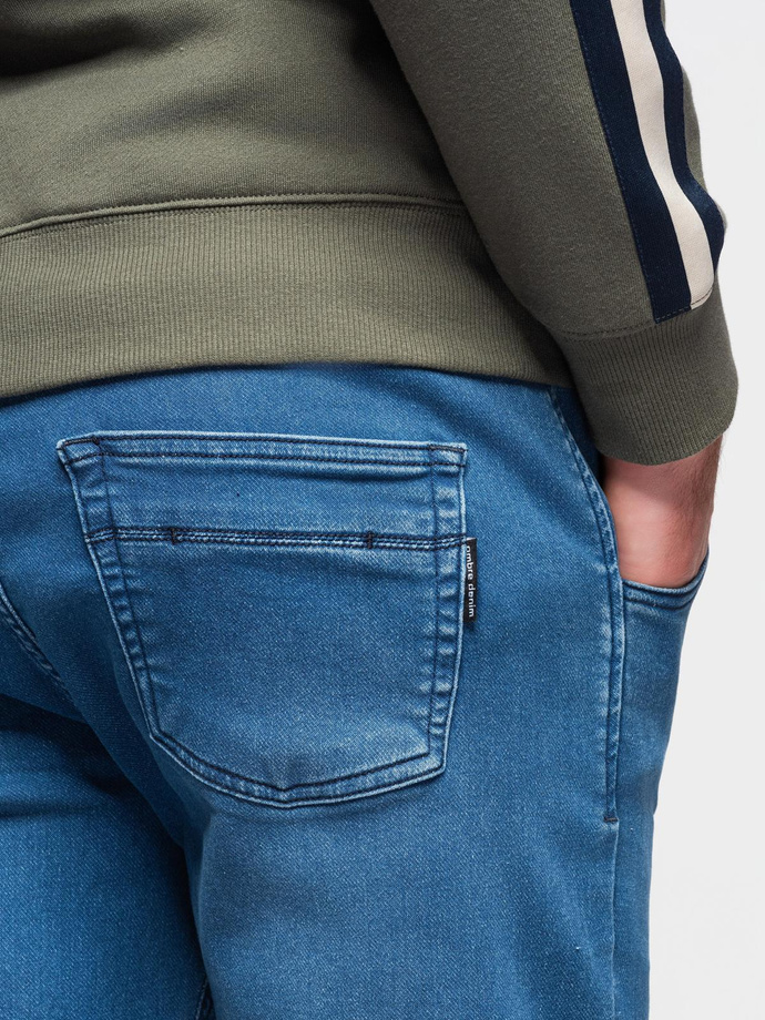 Spodnie męskie jeansowe joggery ze ściagaczem w pasie - niebieskie V1 OM-PADJ-0242