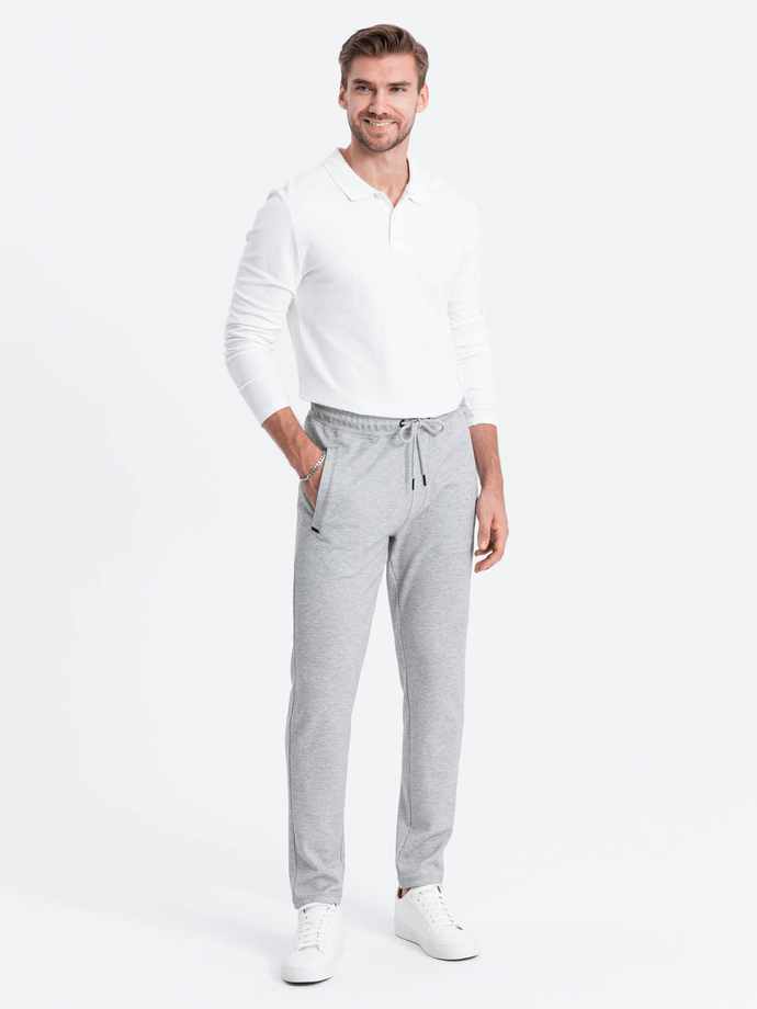 Men's carrot cut sweatpants - grey melange V3 OM-PASK-0166