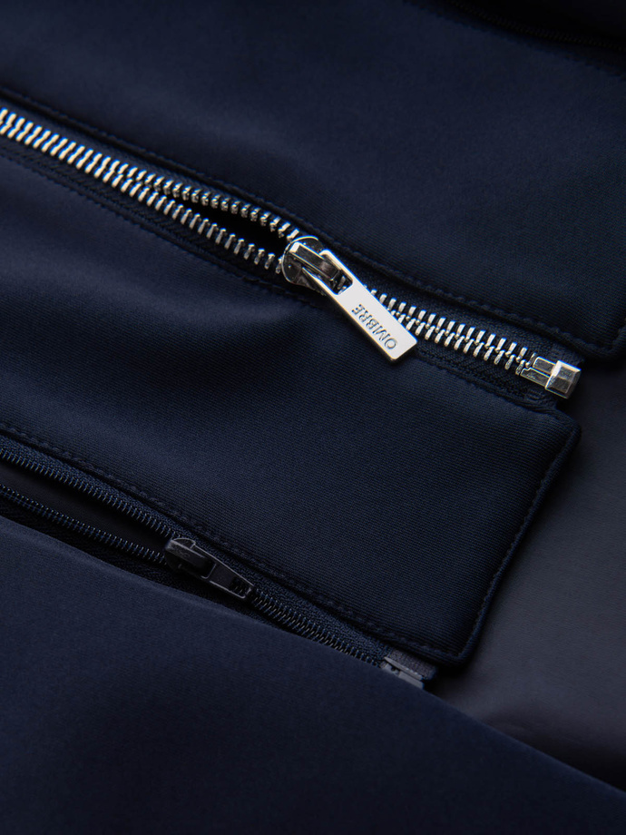 Marynarka męska z odpinaną podpinką i kapturem – granatowa V2 OM-BLZB-0126