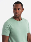 BASIC men's cotton shirt set with round neckline - gray-green/white/beige V14 OM-TSBS-0232 