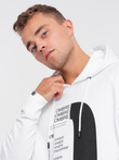 Męska bluza z nadrukiem HOODIE - biała V1 OM-SSPS-0152