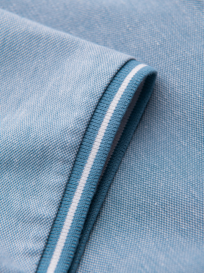 Melanżowa koszulka męska polo z kołnierzykiem w paski – niebieska V3 OM-POSS-0109