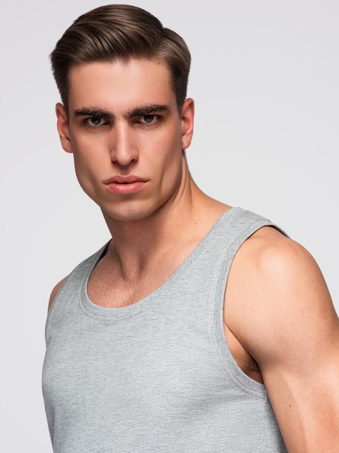 Men's BASIC cotton tank top - grey melange V2 OM-TSBT-0192