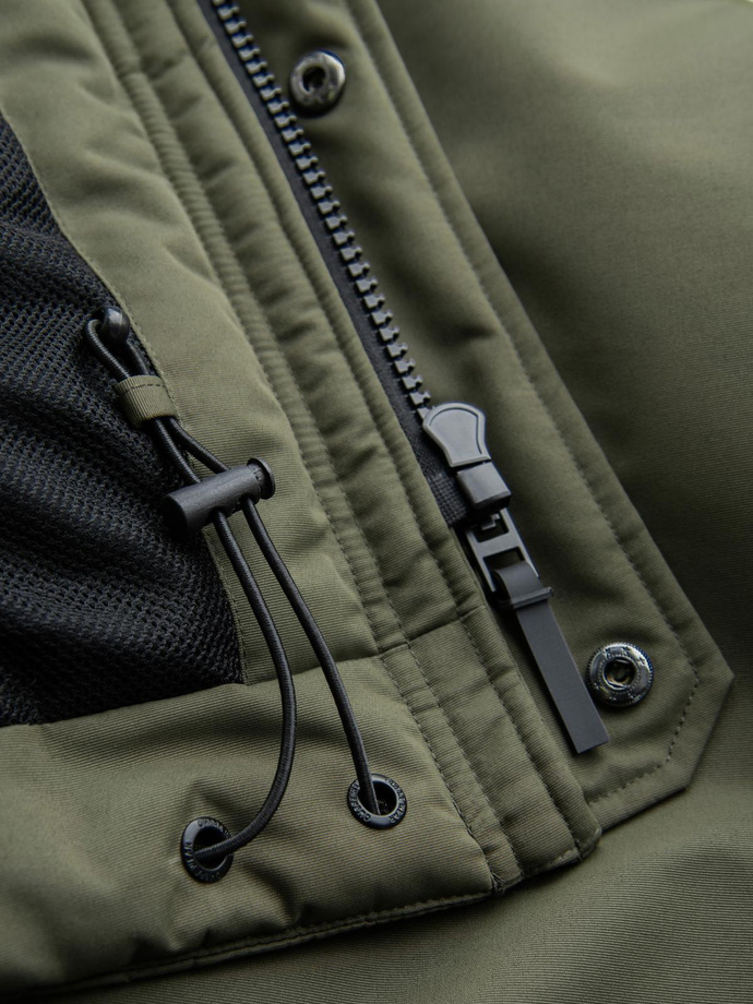 Men's insulated long jacket with reflective elements - olive V3 OM-JALJ-0169