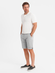 Men's classic chino shorts with rolled up leg - grey V12 OM-SRCS-0197